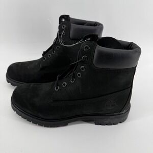 Timberland 6-Inch Premium Waterproof Boots Mens 10 Black Nubuck Leather 10073
